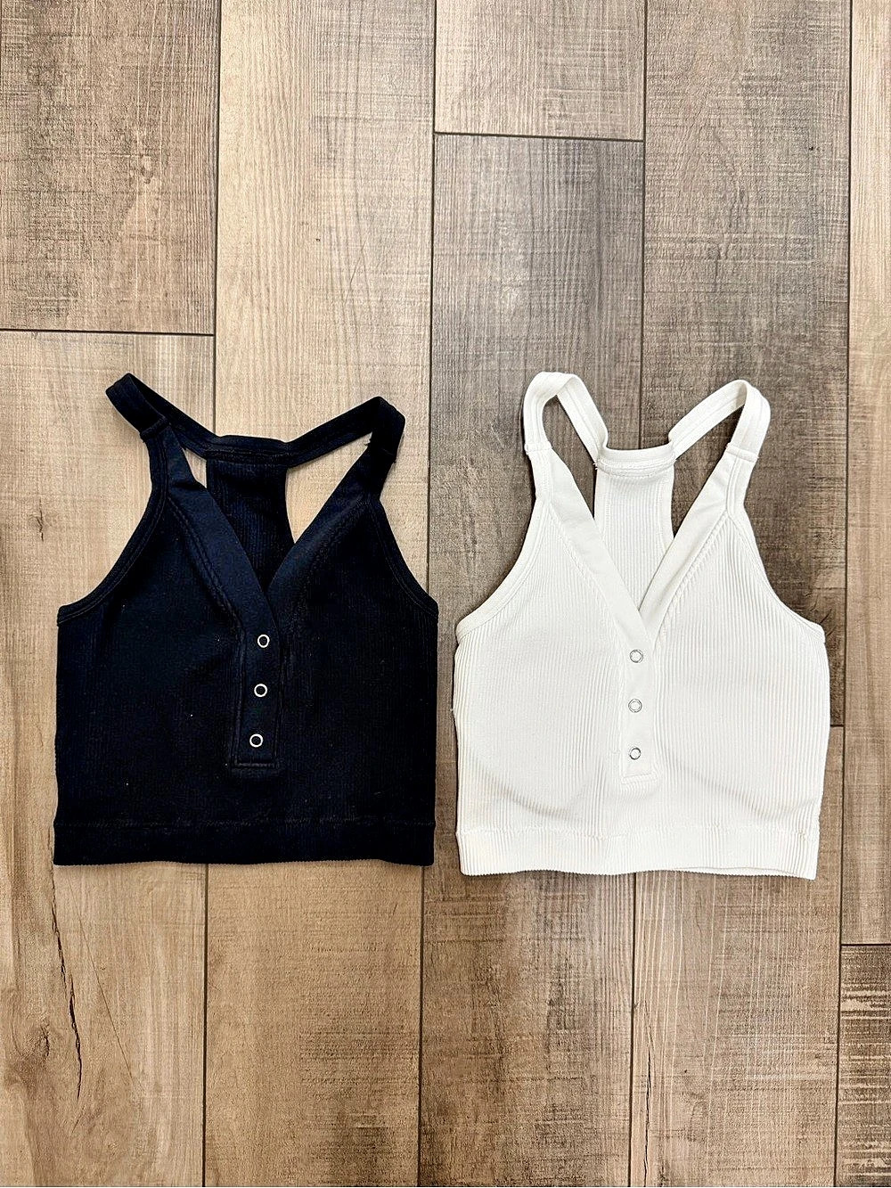 Pro-Fit CoreFit Racerback Sports Bra Crop Top 2-Pack in Black & White